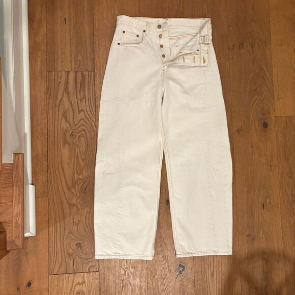 B SIDES Slim Lasso barrel Jeans Size 27 Button Fly $385.00 ivory - Picture 9 of 11